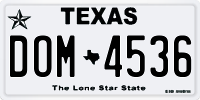 TX license plate DOM4536