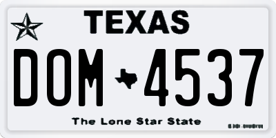 TX license plate DOM4537
