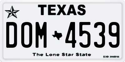 TX license plate DOM4539