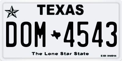 TX license plate DOM4543