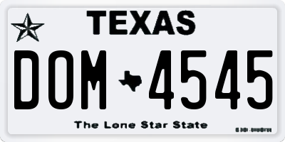 TX license plate DOM4545
