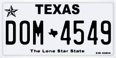TX license plate DOM4549