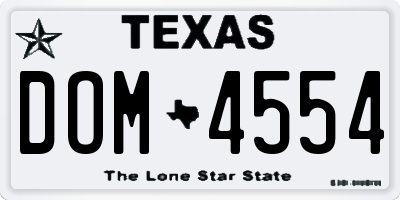 TX license plate DOM4554