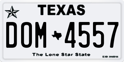 TX license plate DOM4557