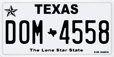 TX license plate DOM4558