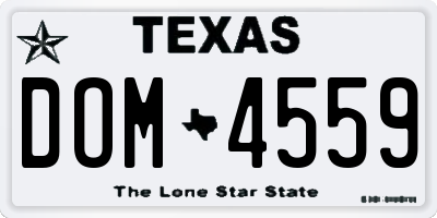 TX license plate DOM4559