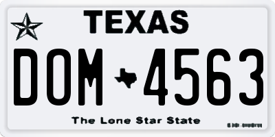 TX license plate DOM4563