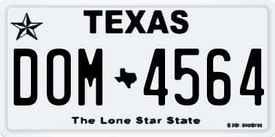 TX license plate DOM4564