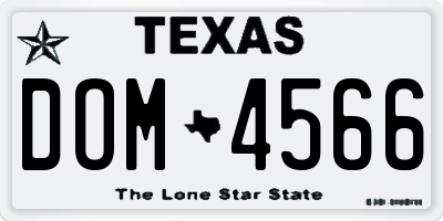 TX license plate DOM4566