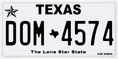 TX license plate DOM4574