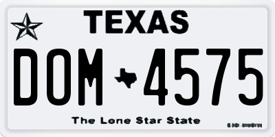 TX license plate DOM4575