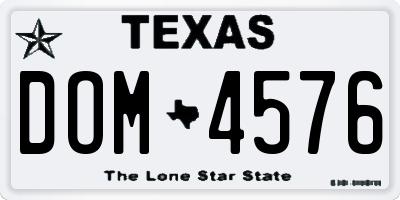 TX license plate DOM4576