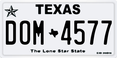 TX license plate DOM4577