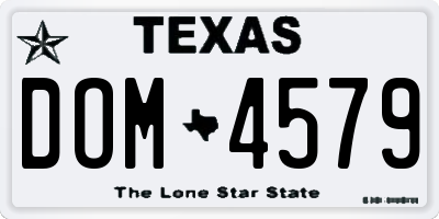 TX license plate DOM4579