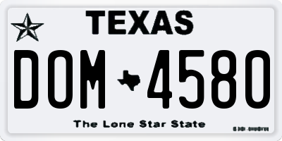 TX license plate DOM4580