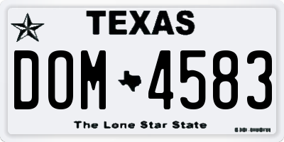 TX license plate DOM4583