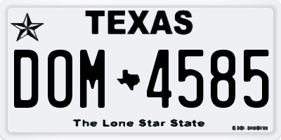 TX license plate DOM4585