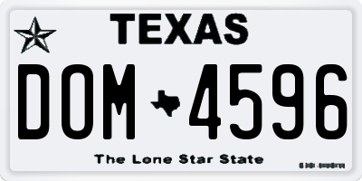 TX license plate DOM4596