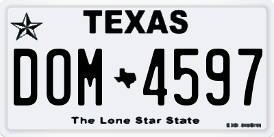 TX license plate DOM4597