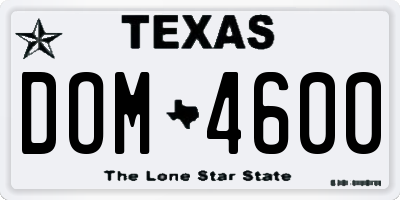 TX license plate DOM4600