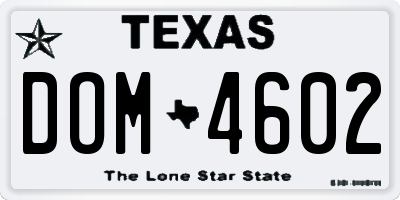 TX license plate DOM4602