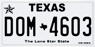 TX license plate DOM4603