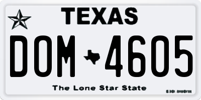 TX license plate DOM4605
