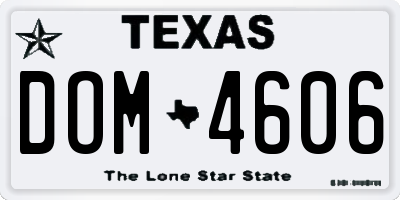 TX license plate DOM4606