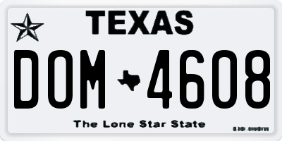 TX license plate DOM4608