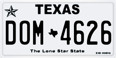 TX license plate DOM4626