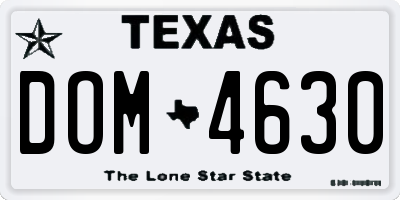 TX license plate DOM4630