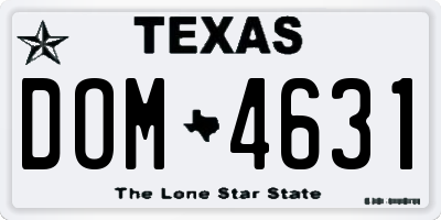 TX license plate DOM4631
