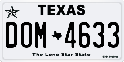 TX license plate DOM4633