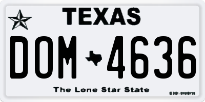 TX license plate DOM4636