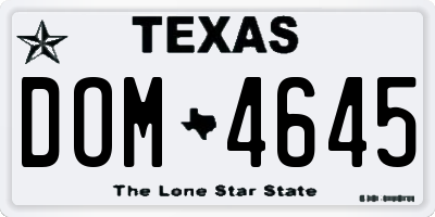 TX license plate DOM4645