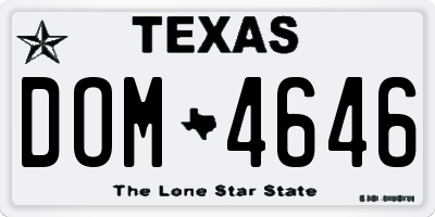 TX license plate DOM4646