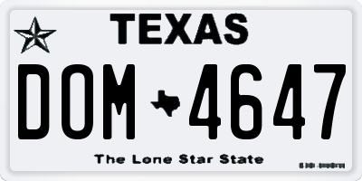 TX license plate DOM4647