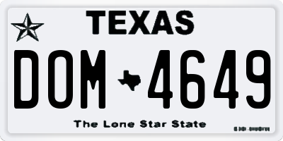 TX license plate DOM4649