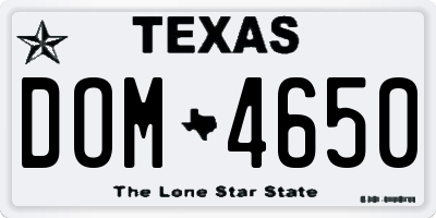 TX license plate DOM4650
