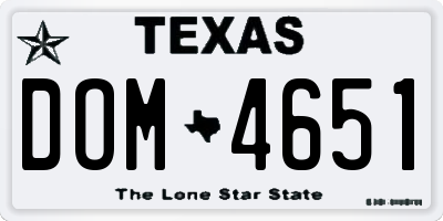 TX license plate DOM4651