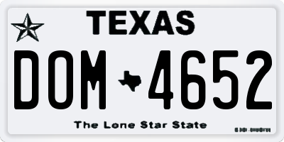 TX license plate DOM4652