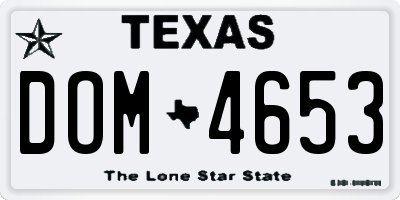 TX license plate DOM4653