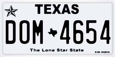 TX license plate DOM4654