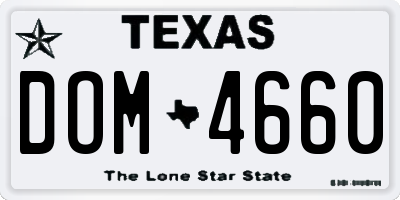 TX license plate DOM4660