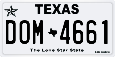 TX license plate DOM4661