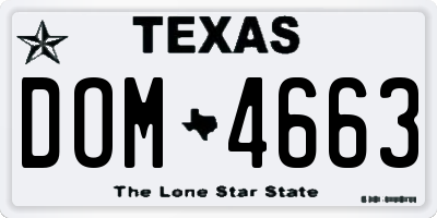 TX license plate DOM4663