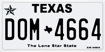 TX license plate DOM4664