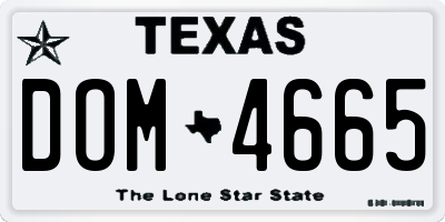 TX license plate DOM4665