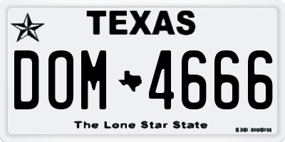TX license plate DOM4666