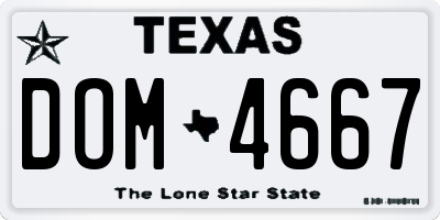 TX license plate DOM4667